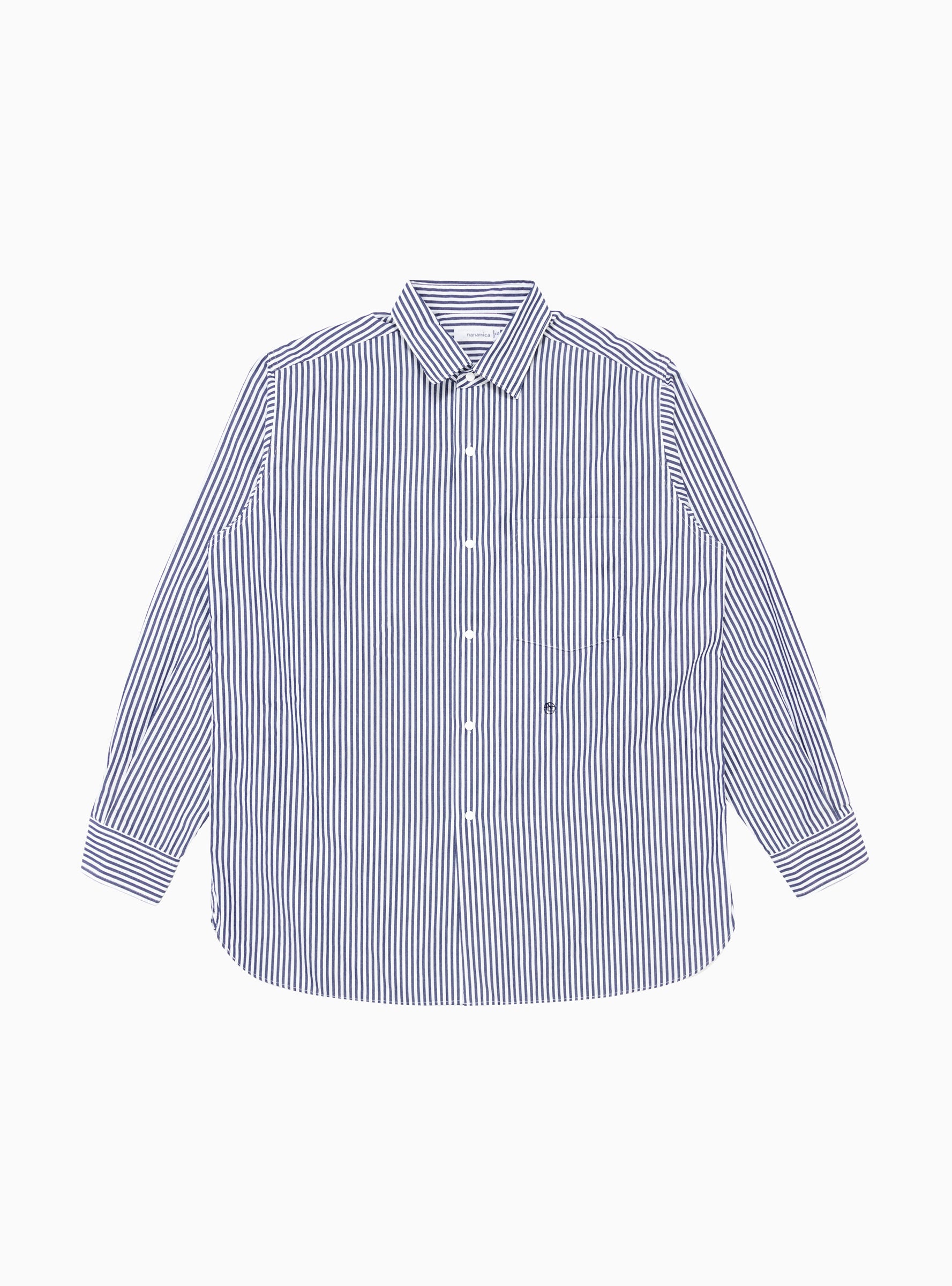 Regular Collar Stripe Wind Shirt Navy