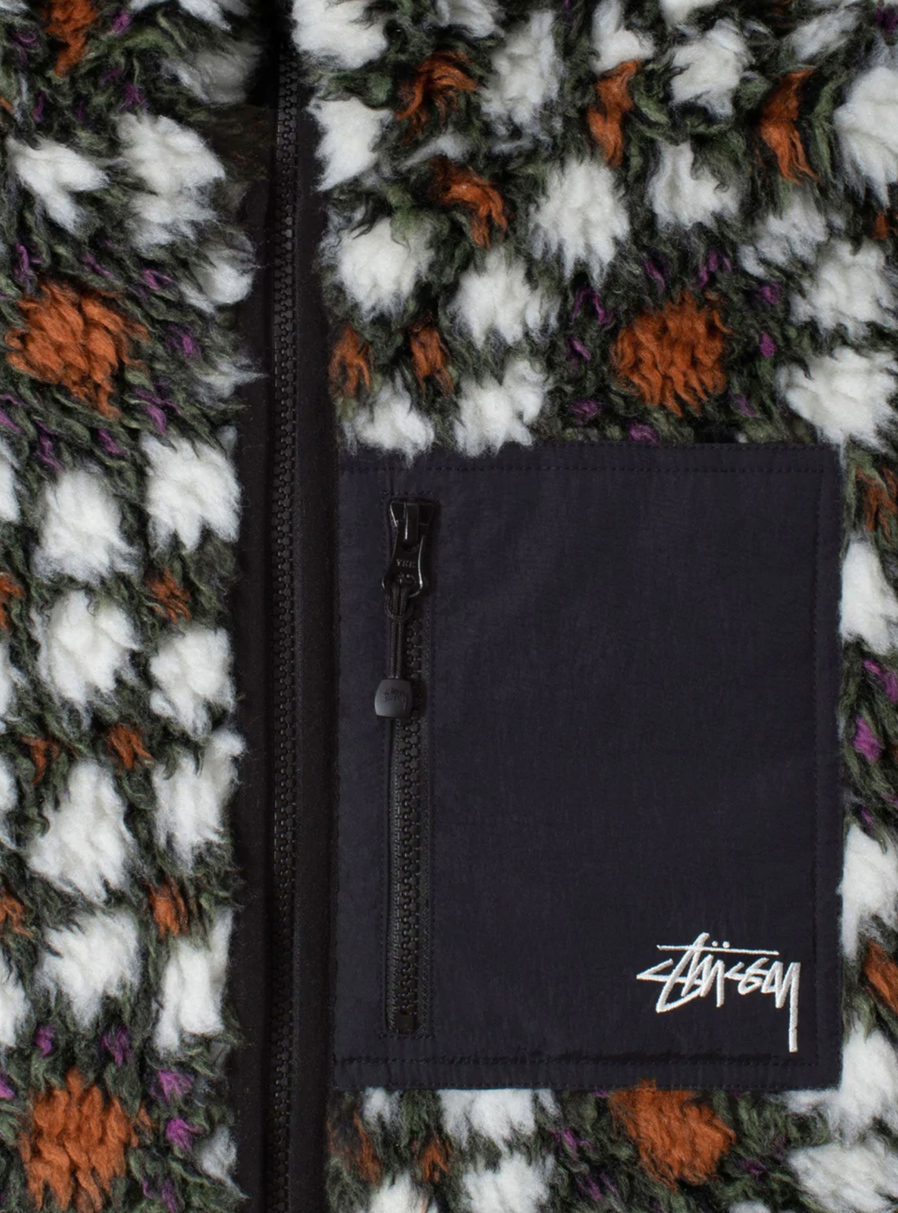 Stussy PATTERN SHERPA JACKET マルチ/黒 L | www.beykoztipmerkezi.com