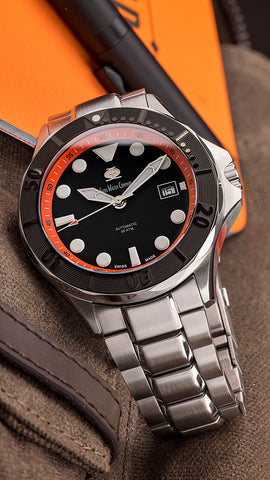 Swiss Watch Company Black Orange Diver