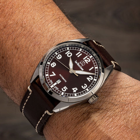 Swiss Watch Company Hyper-G Burgundy Wrist Shot