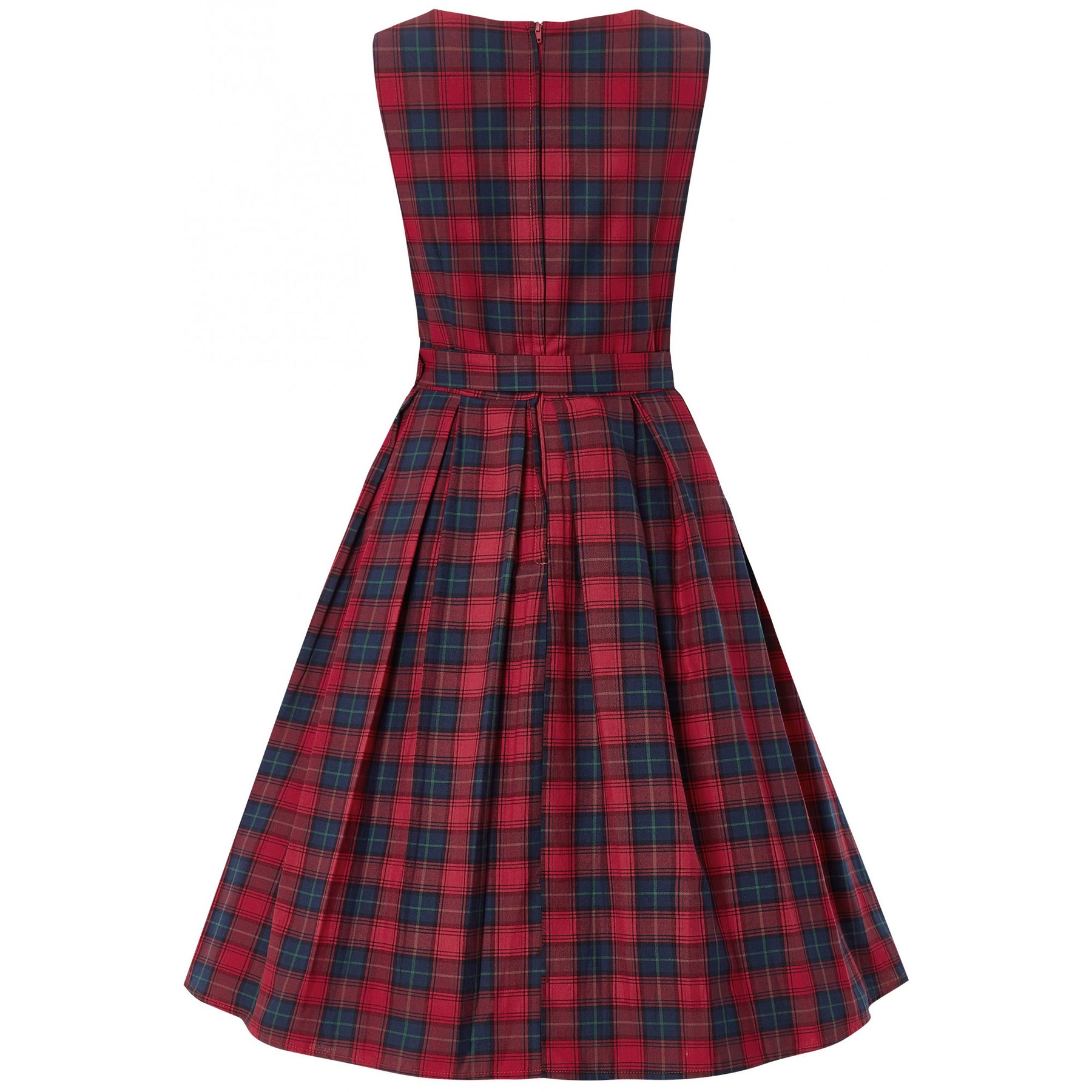 Retro Check Swing Dress in Red/Blue