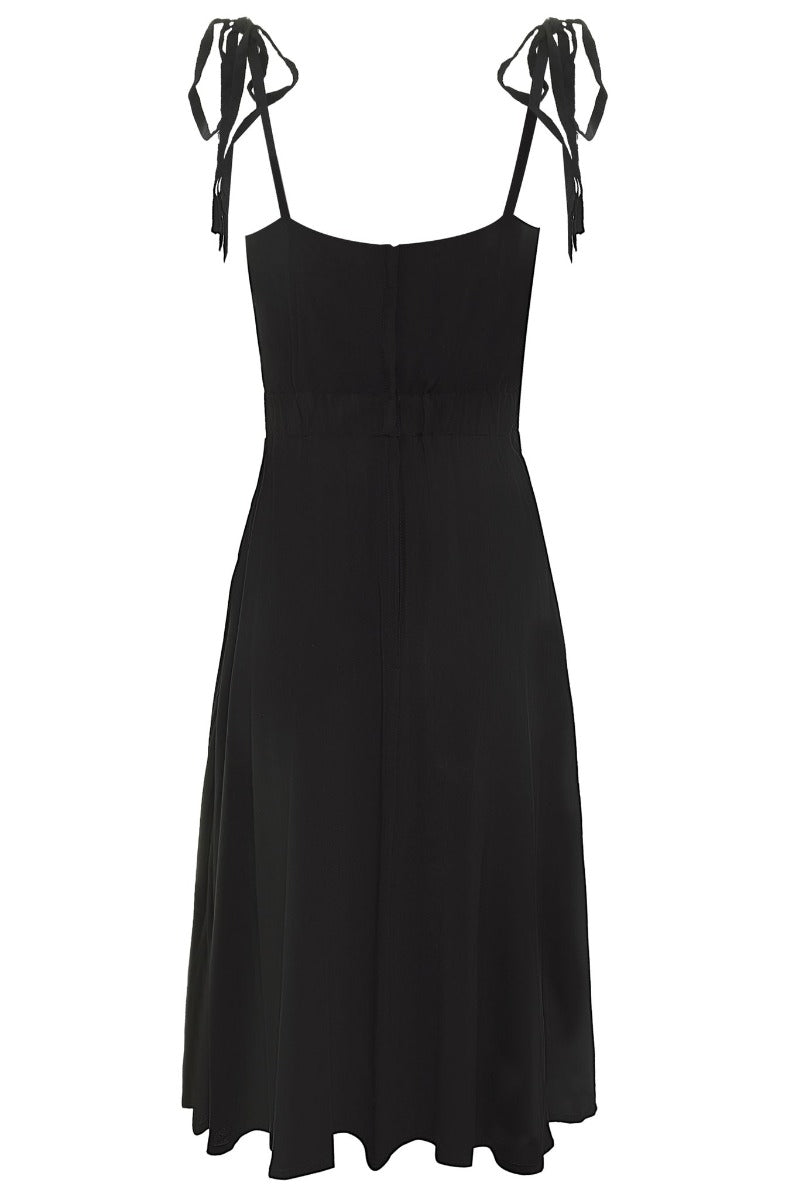 Lorraine Strapped dress with Sweetheart neckline in Black