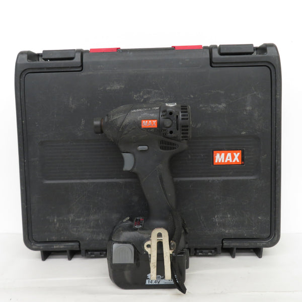 MAX (マックス) 14.4V 4.0Ah 充電式ブラシレスインパクトドライバ 黒 ケース・充電器・バッテリ1個セット バッテリヒビあり  PJ-ID144 中古