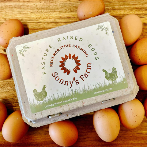Sonny's Farm pastured chicken eggs in carton