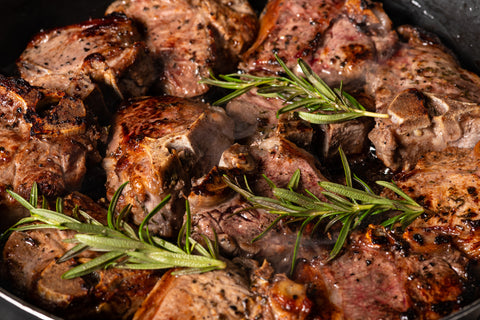 Sonny's Farm pastured grass-fed lamb loin chop recipe with garlic and herbs