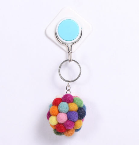 Felted ball key ring