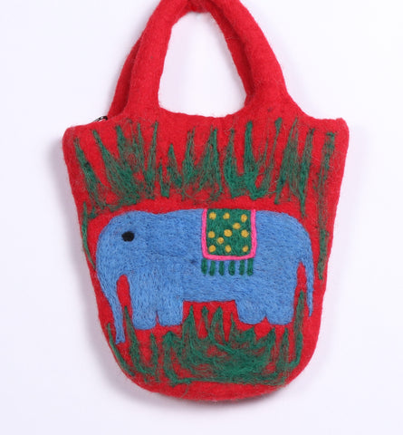 Elephant design felt handbag