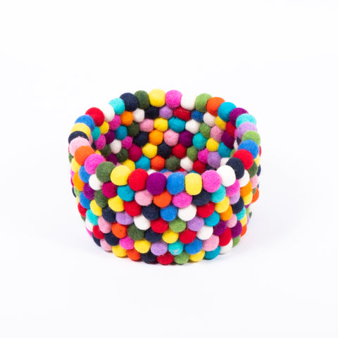 Colorful felt ball basket