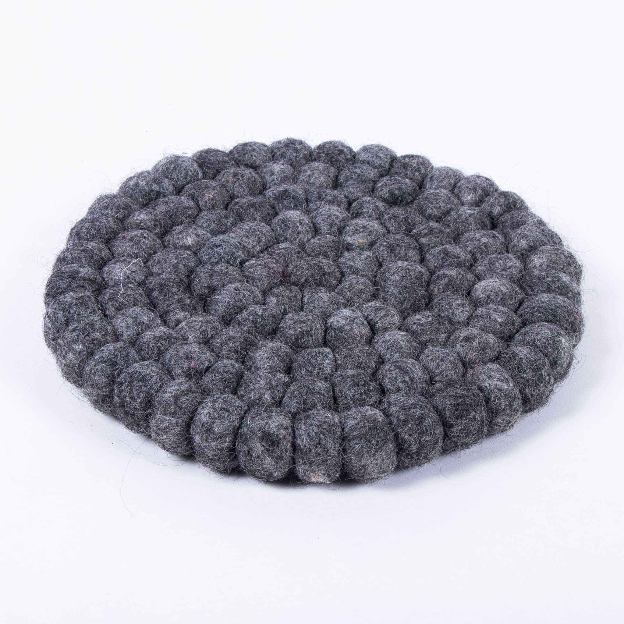 Round Merino Wool Felt Trivet 12 in Charcoal