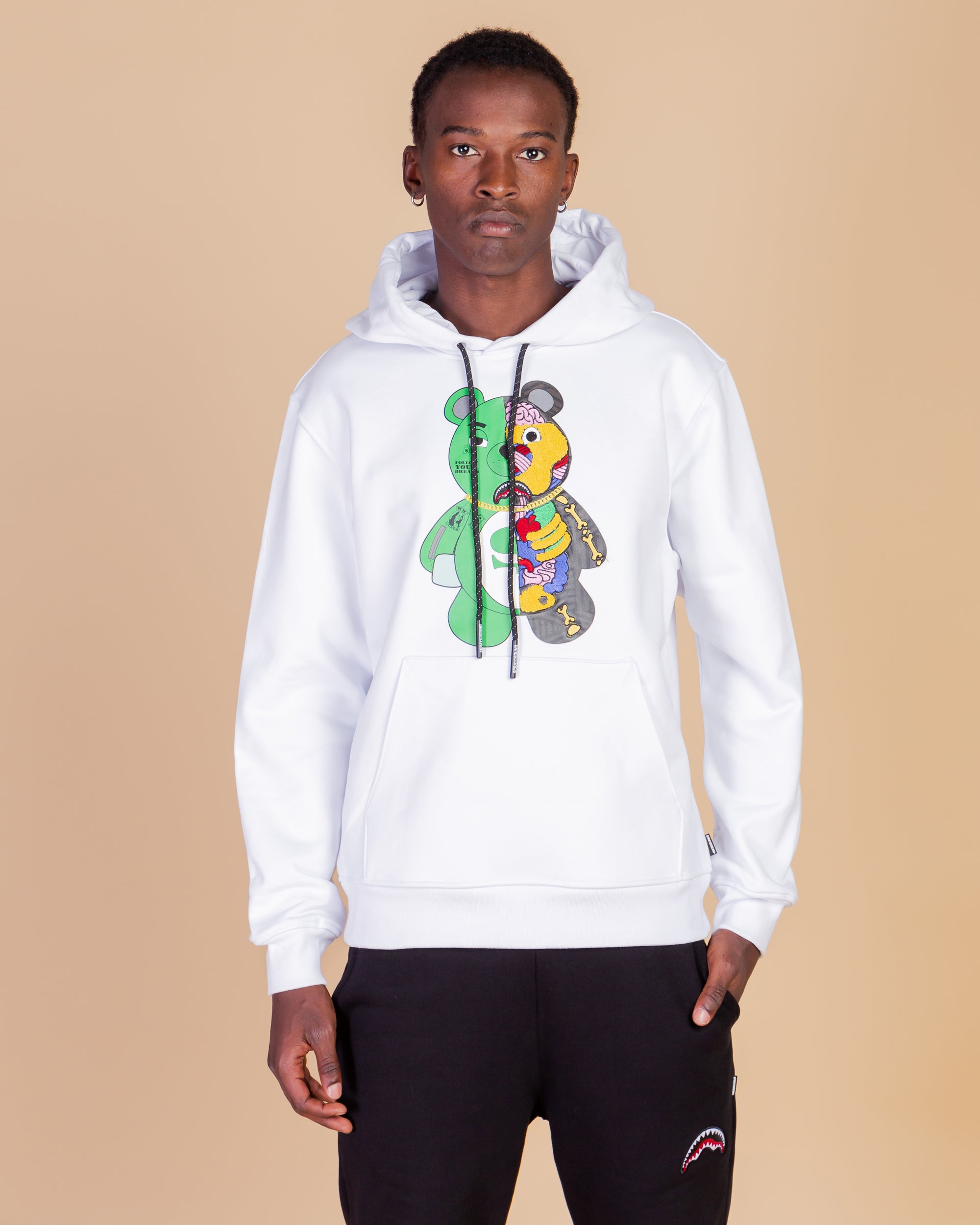 Hoodie Sprayground ANATOMY BEAR HOODIE White