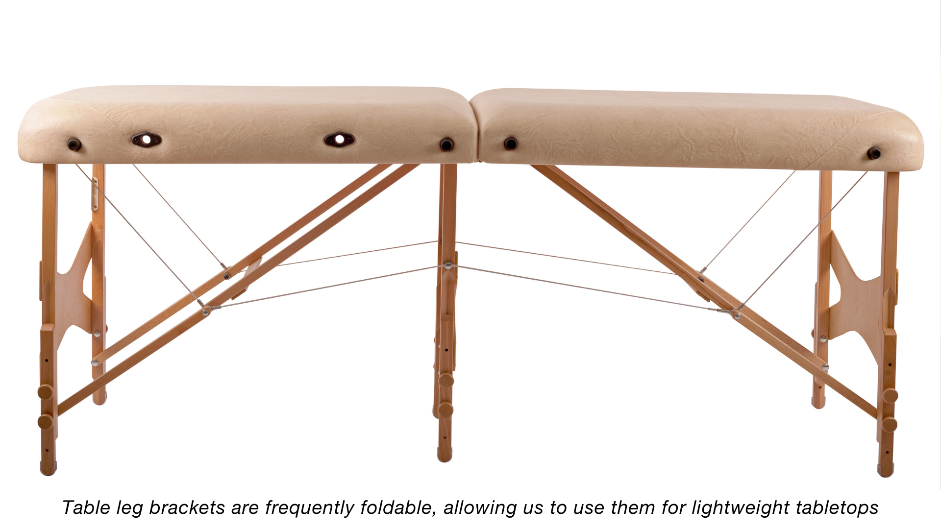 Table leg brackets are often collapsible, allowing us to employ this equipment for lightweight tabletops.