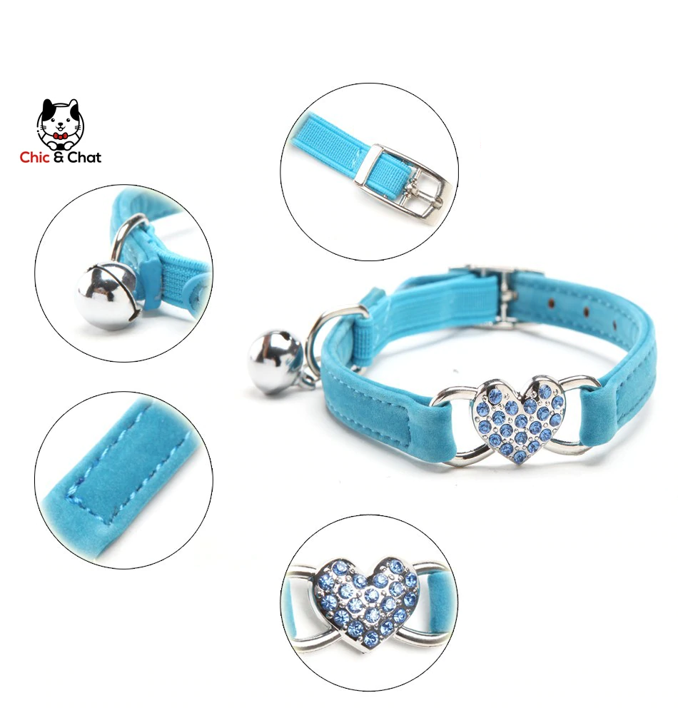 collier velours bleu pour chat