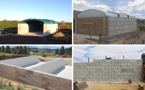 Interbloc pke and feed bins, fertsilier bins, silage bunkers, and retaining walls