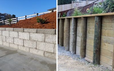 Stonebloc vs timber retaining wall