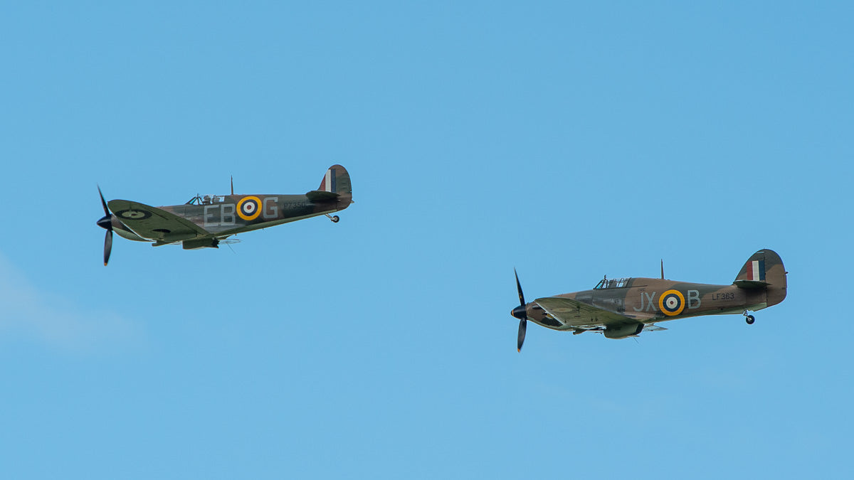 A pair of spitfires flying