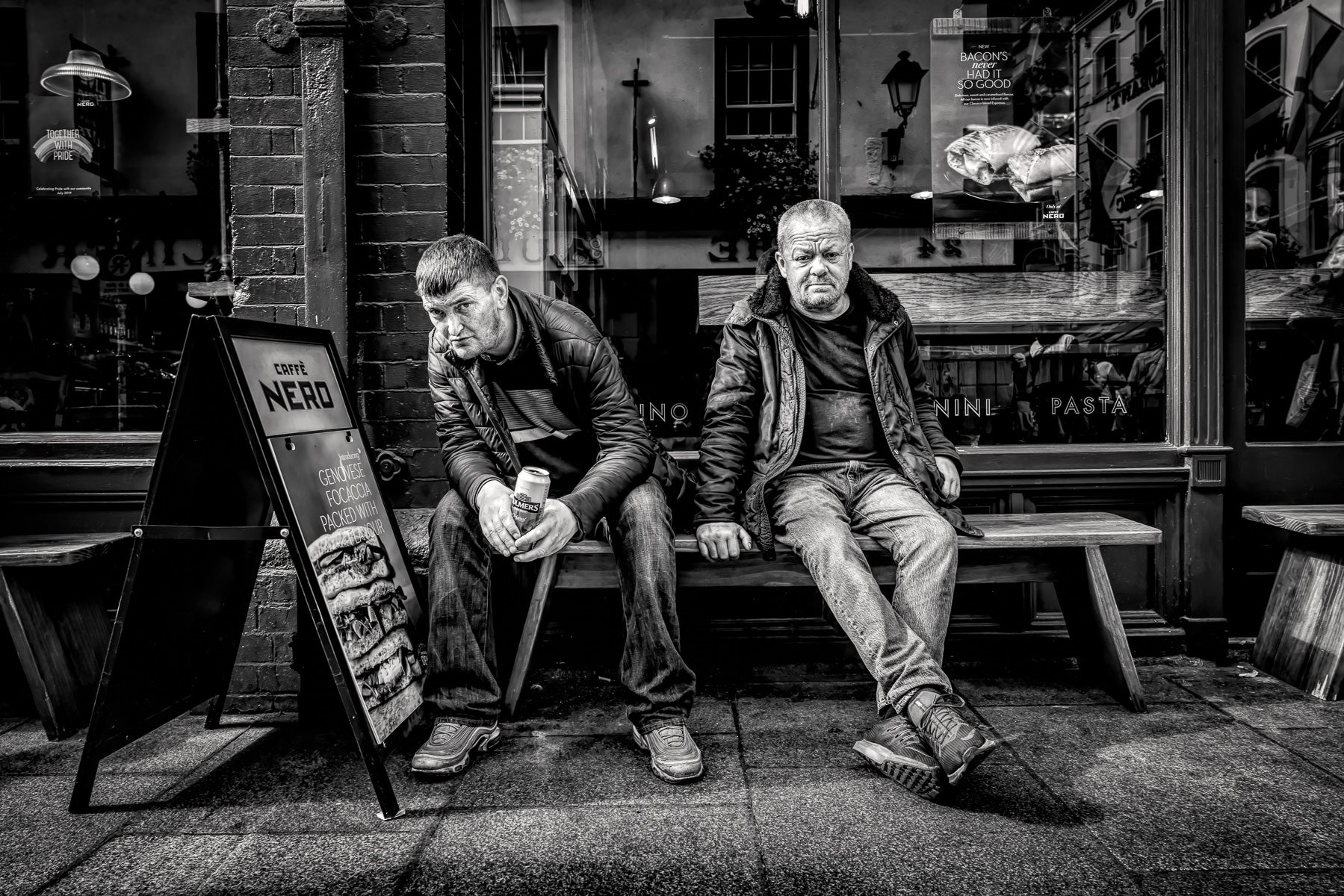 These gents in Dublin, Ireland, were sitting in front of a cafe; I quickly snapped their photograph to obtain their authentic expression.