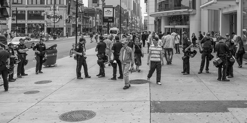 Police presence on Yonge Street 2010 G7 Summit Toronto Canada