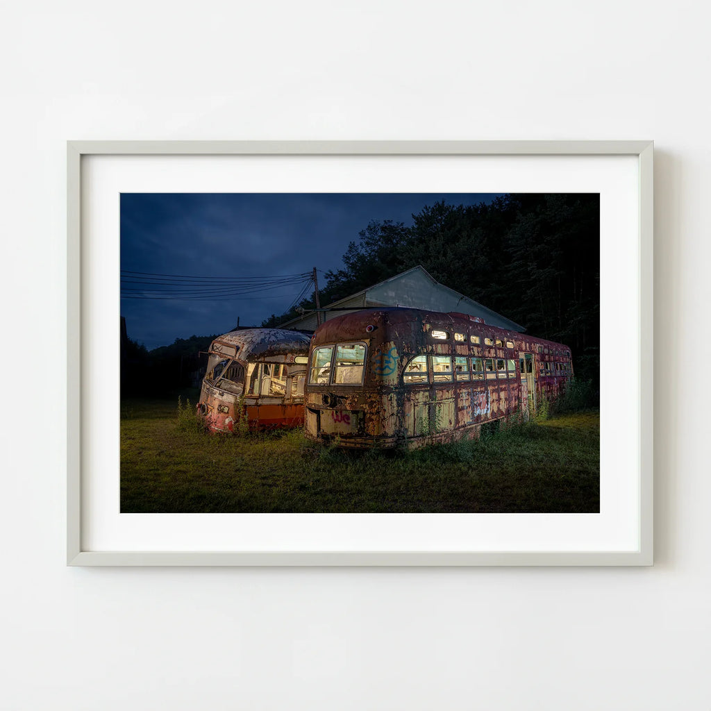 ic:Relics of the Past Abandoned Trolley Cars Stand Idle | Dan Kosmayer Photo Art Print
