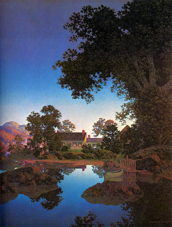 ic:Evening Shadows, by Maxfield Parrish. Oil, 1950.