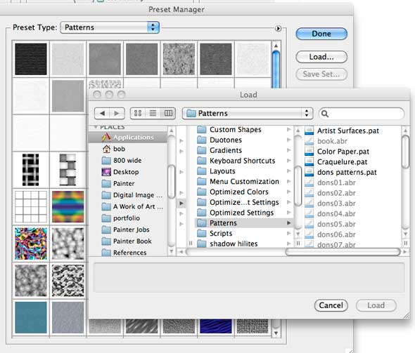 Loading the pattern file using the Preset Manager