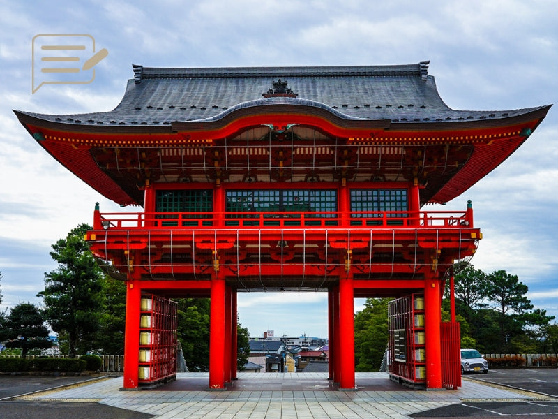 ic:The iconic red Torii gate at the entrance of a Kyoto temple, symbolizing Japan’s rich cultural and spiritual heritage.