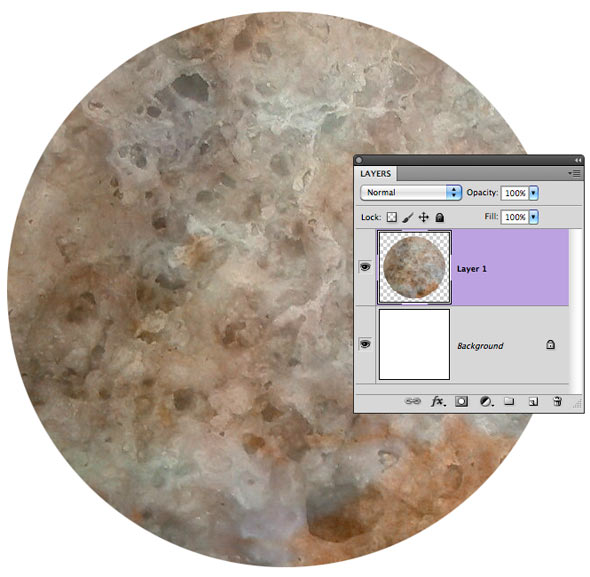 ic:Notice that the pasted-in circular selection is on an empty background. This will allow you to use a layer effect on it.