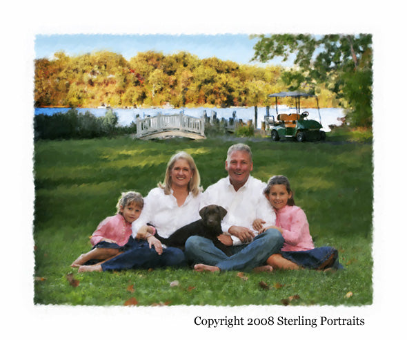 ic:A family portrait done in watercolor style, for Sterling Portraits.