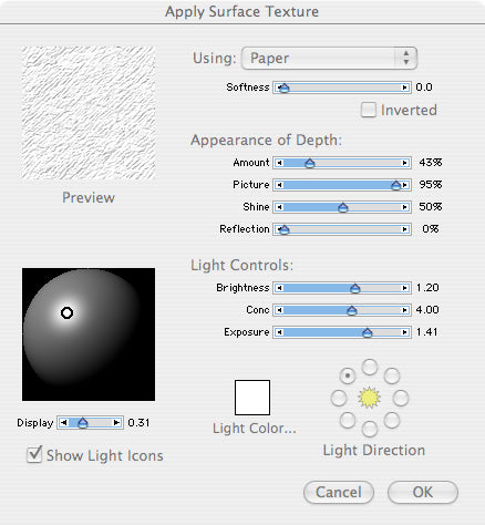 ic:Use these settings for your paper texturing.