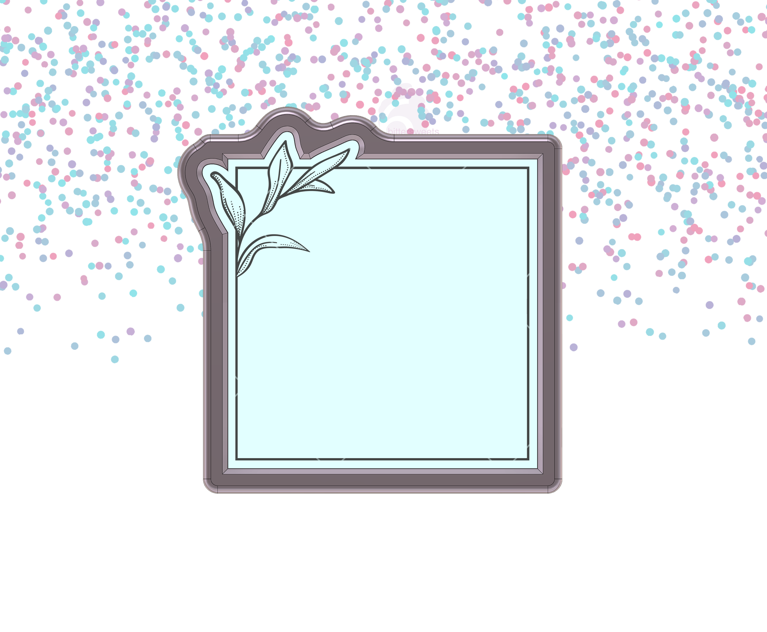 DIGITAL STL Download For Leaf Square Plaque 1 Cookie Cutter
