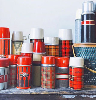 Vintage Thermos, Pattern Thermos, Vacuum Bottle, Old Travel