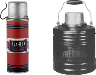 Vintage Thermos brand drink carrier and a