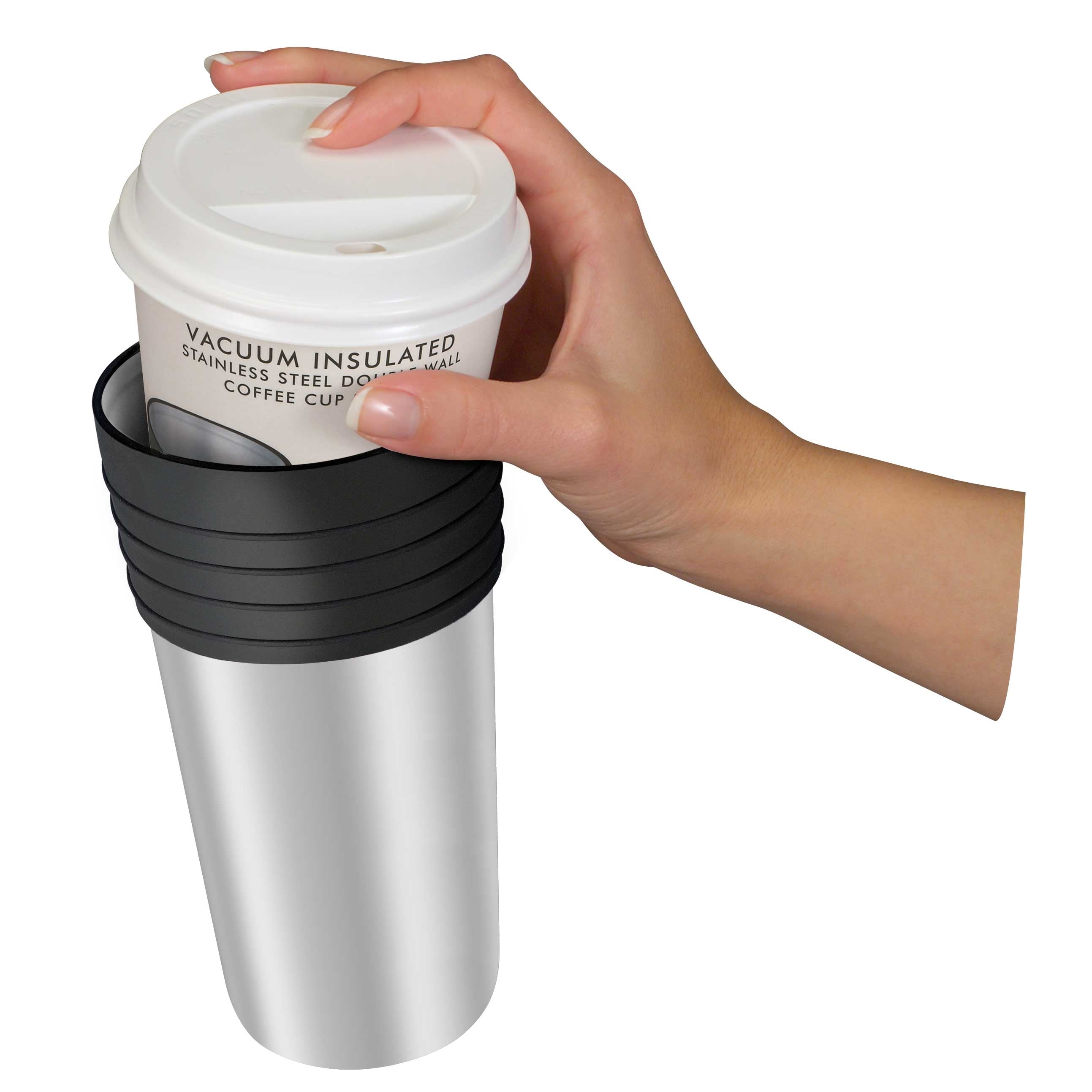 Insulated Stainless Steel Coffee Cup, Saucer