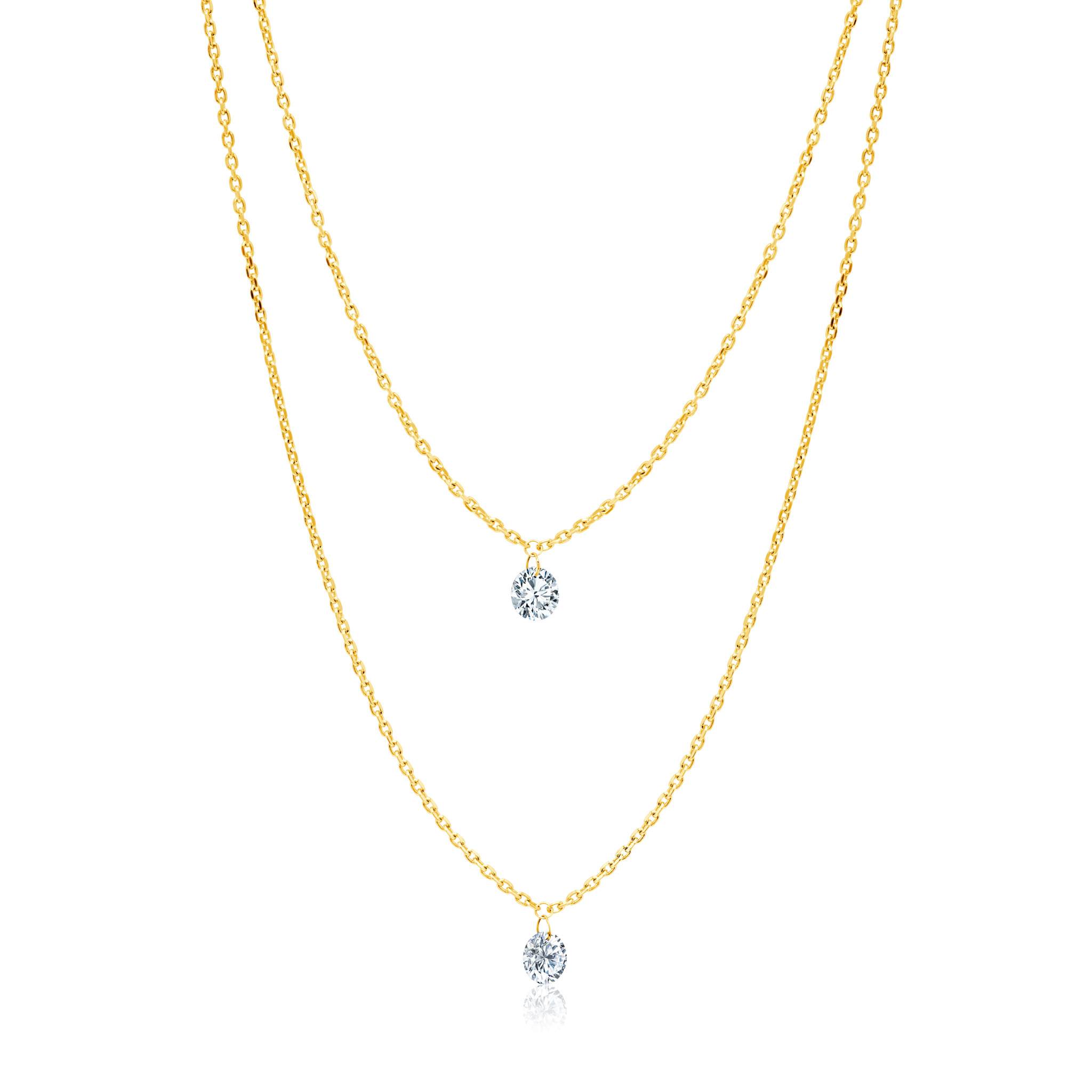 Yellow Gold Floating Diamond Necklace Collection — Cindy Ensor Designs