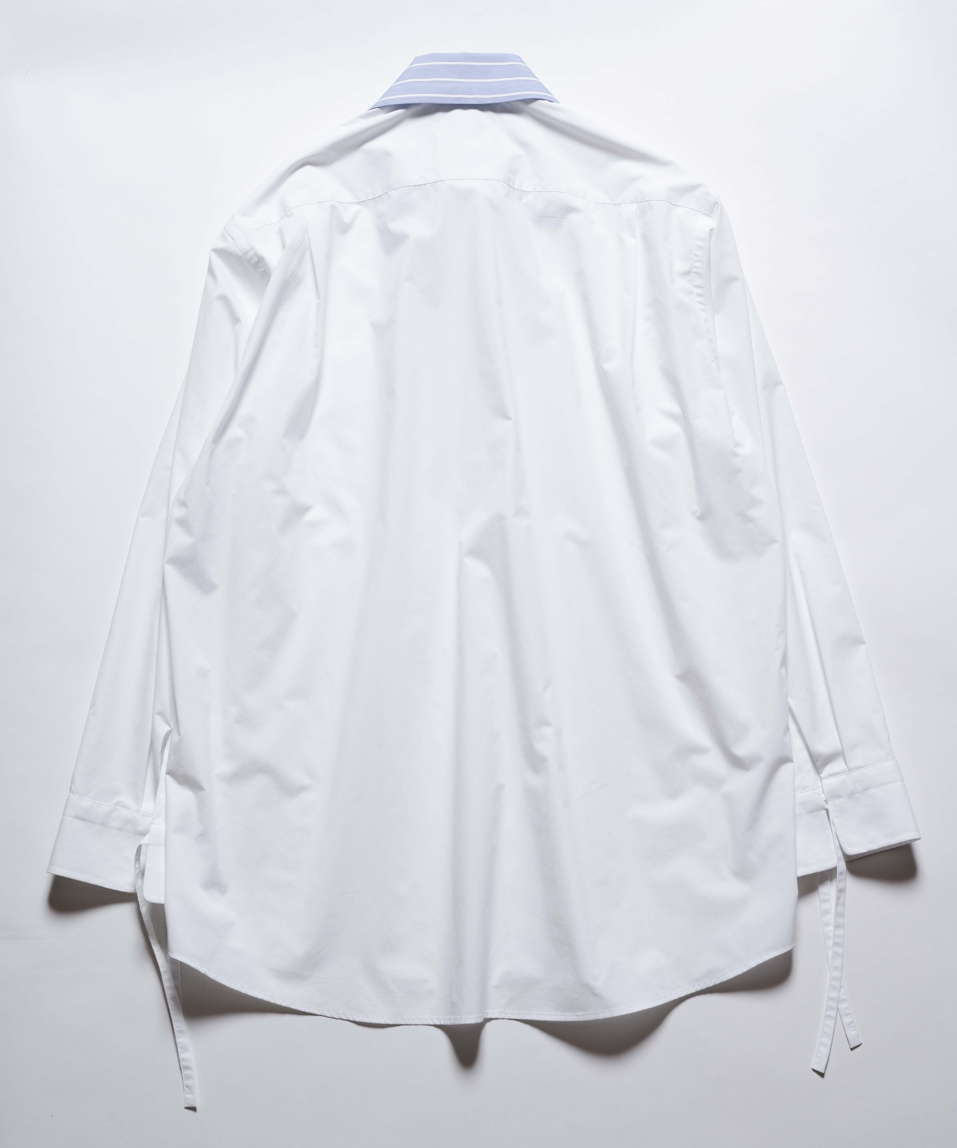 COLLAR STRINGS SHIRT PLAIN / WHITE