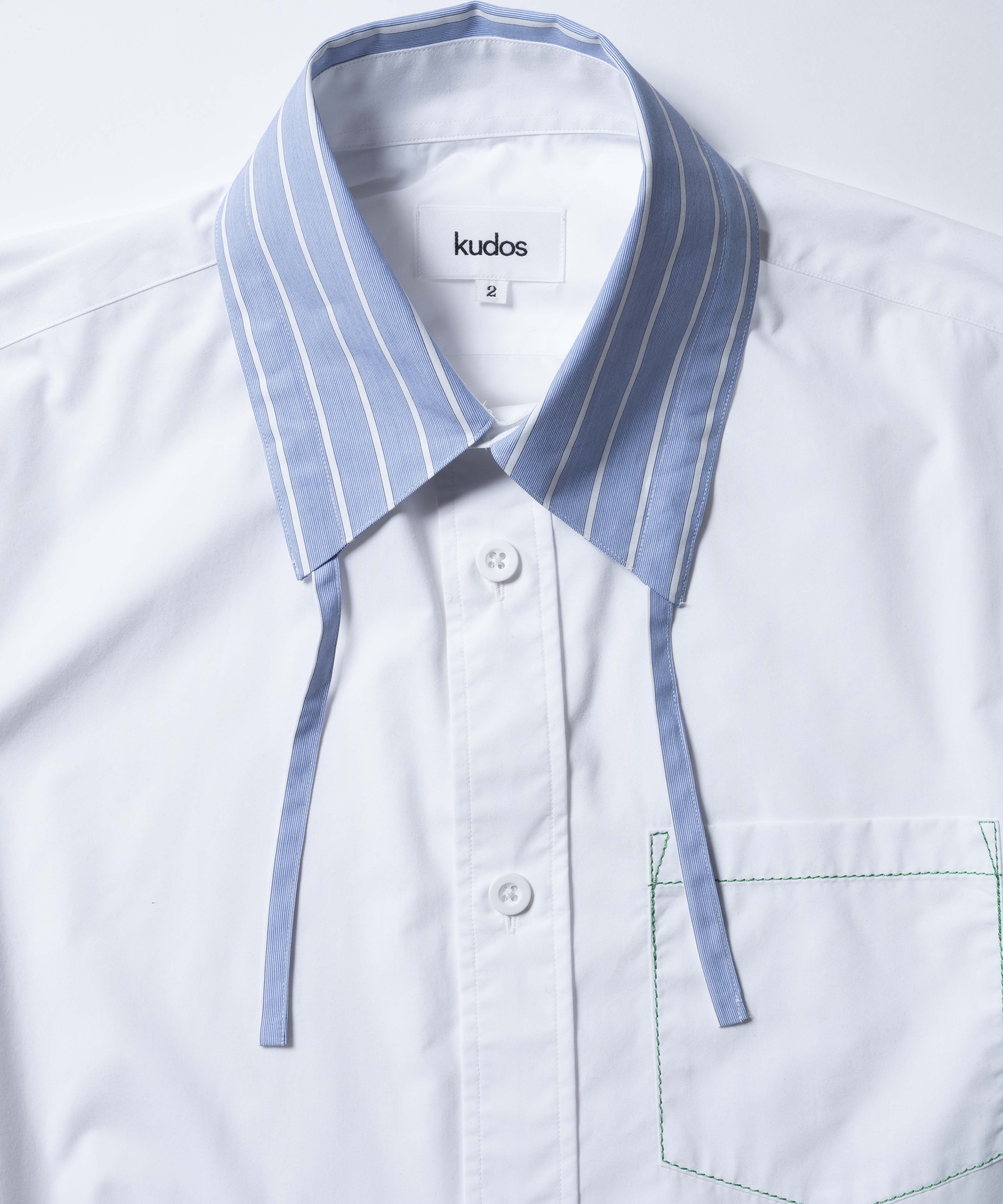 COLLAR STRINGS SHIRT PLAIN / WHITE