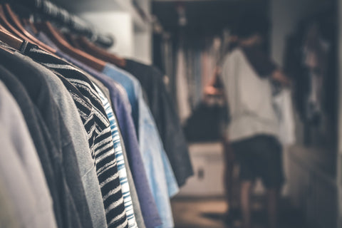 Shirts hanging on clothes hangers