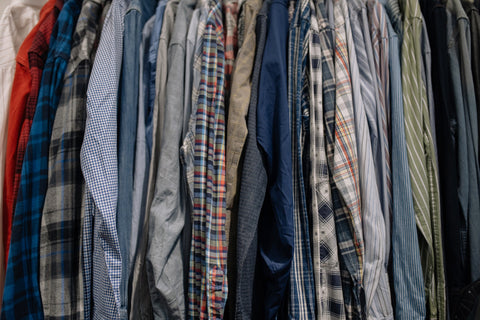 Button down shirts hanging up
