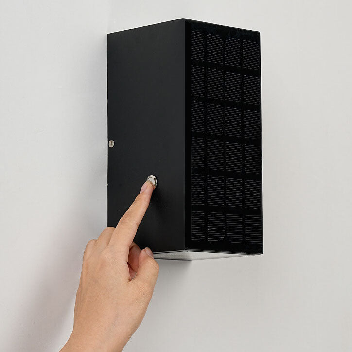Modern Black Rectangular Die-Cast Aluminum Solar LED Outdoor Wall Light