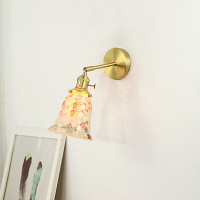 Nordic Vintage Brass Shell Glass 1-Light Wall Sconce Lamp