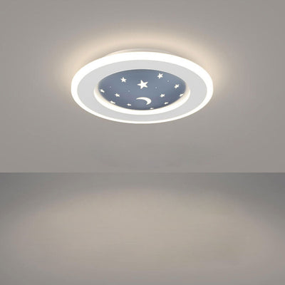 Nordic Minimalist Starry Sky Square Round Wrought Iron Aluminum LED Flushmount Ceiling Light