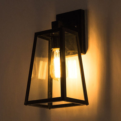 Industrial Simplicity Glass Square 1-Light Outdoor Waterproof Wall Sconce Lamp
