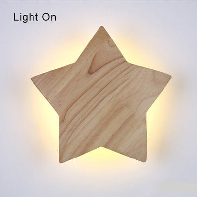 Star Shaped Wooden 1-Light Mood LED Wall Sconce Lamp