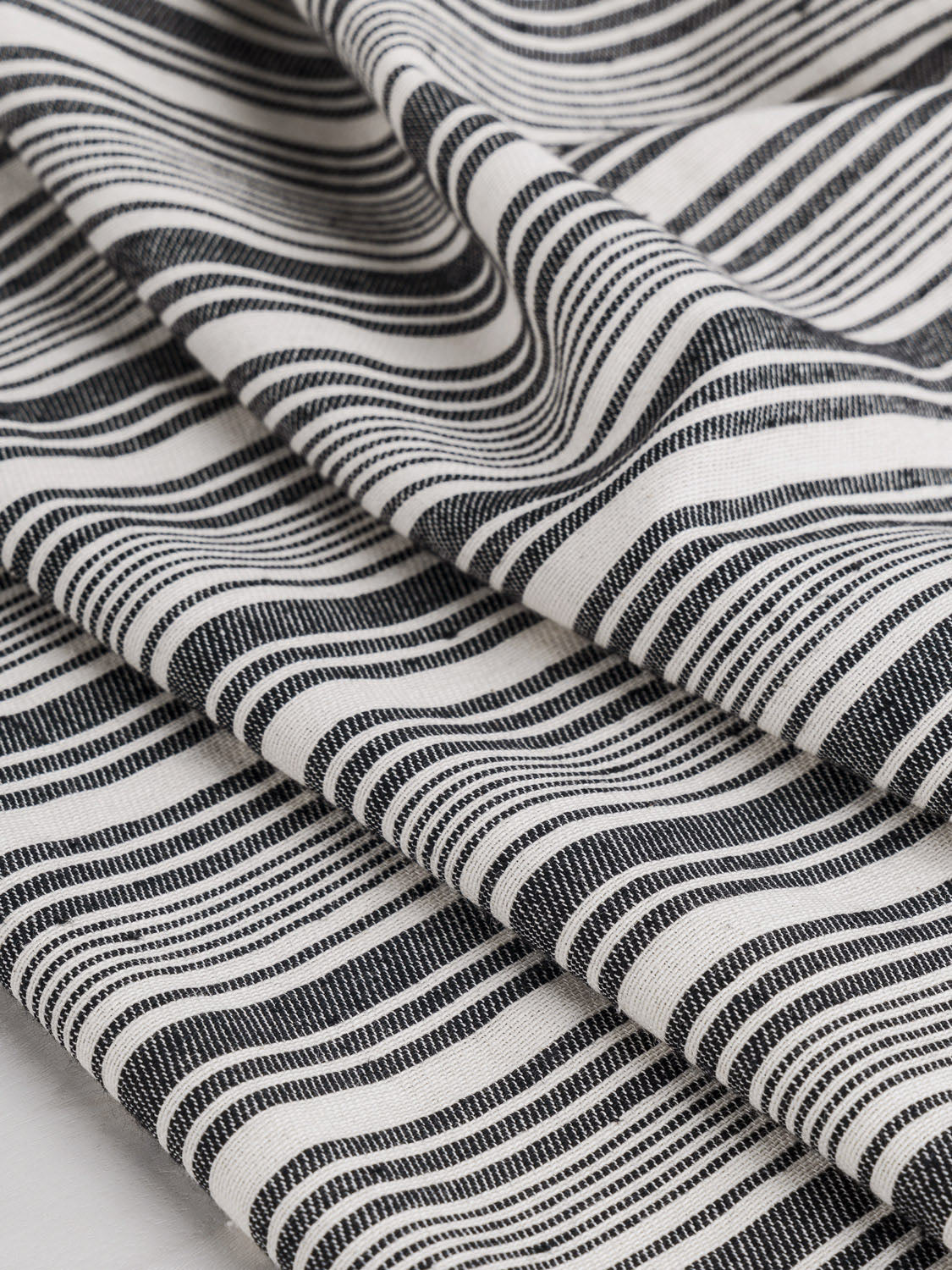 Striped Textured Recycled Cotton - Blue + Cream