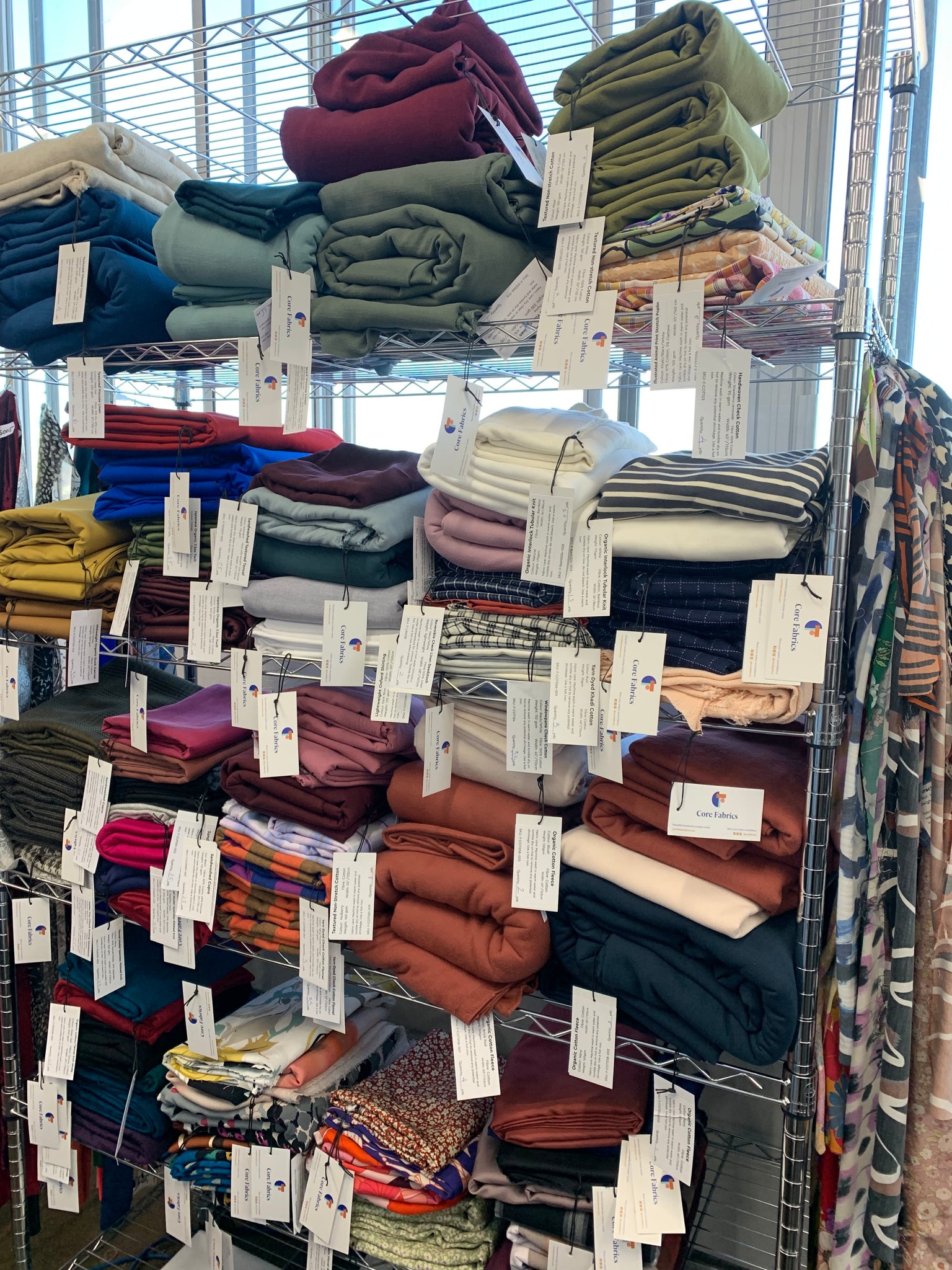Fabrics Folded on Shelf | Core Fabrics | Online Fabric Store
