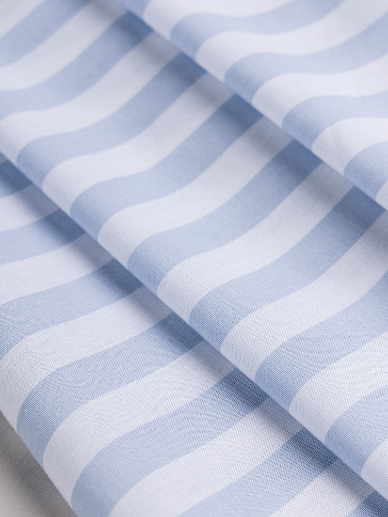 Yarn-Dyed Stripe Cotton - Sky + White | Core Fabrics