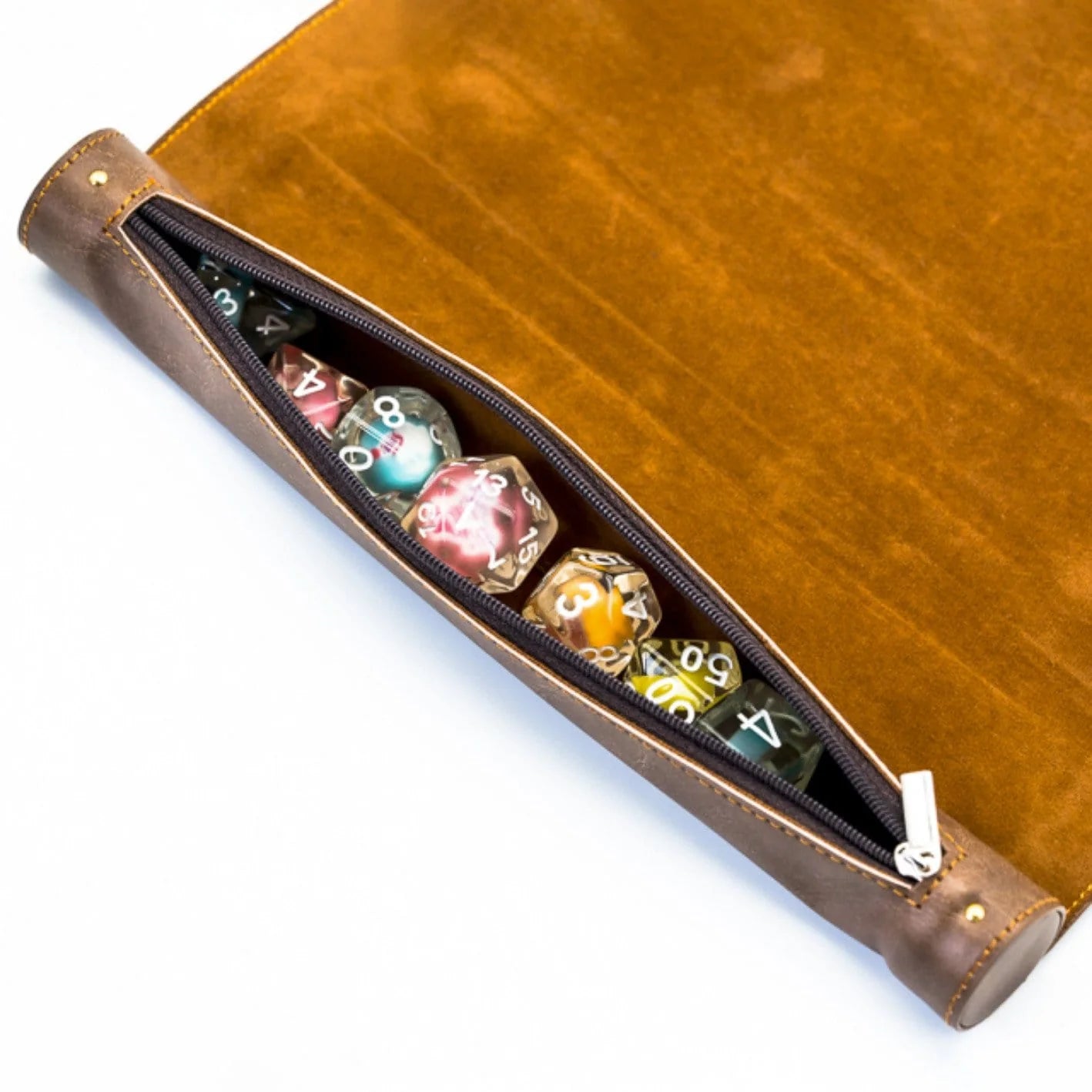 Brown Roll Up Leatherette Dice Mat by Foam Brain Games
