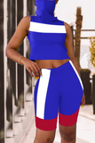 casual-color-block-split-joint-turtleneck-sleeveless-two-pieces