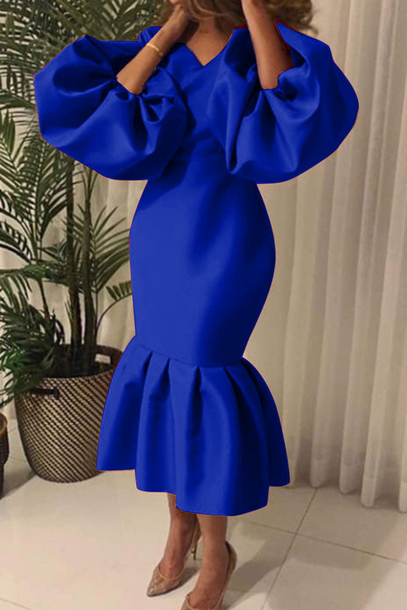 Fashion Sexy Solid Basic V Neck Evening Dress – highfashionwears