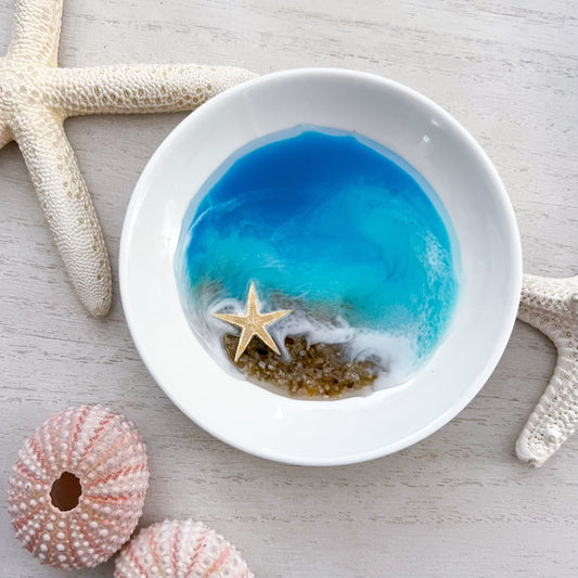 SEASHELL RING DISH - Ocean Resin Art — Blue Kiwi Art