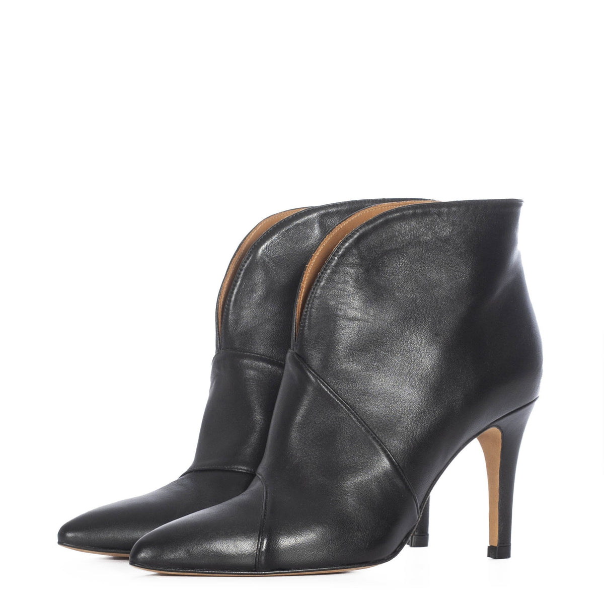 TORAL BLACK LEATHER ANKLE BOOTS – Toral